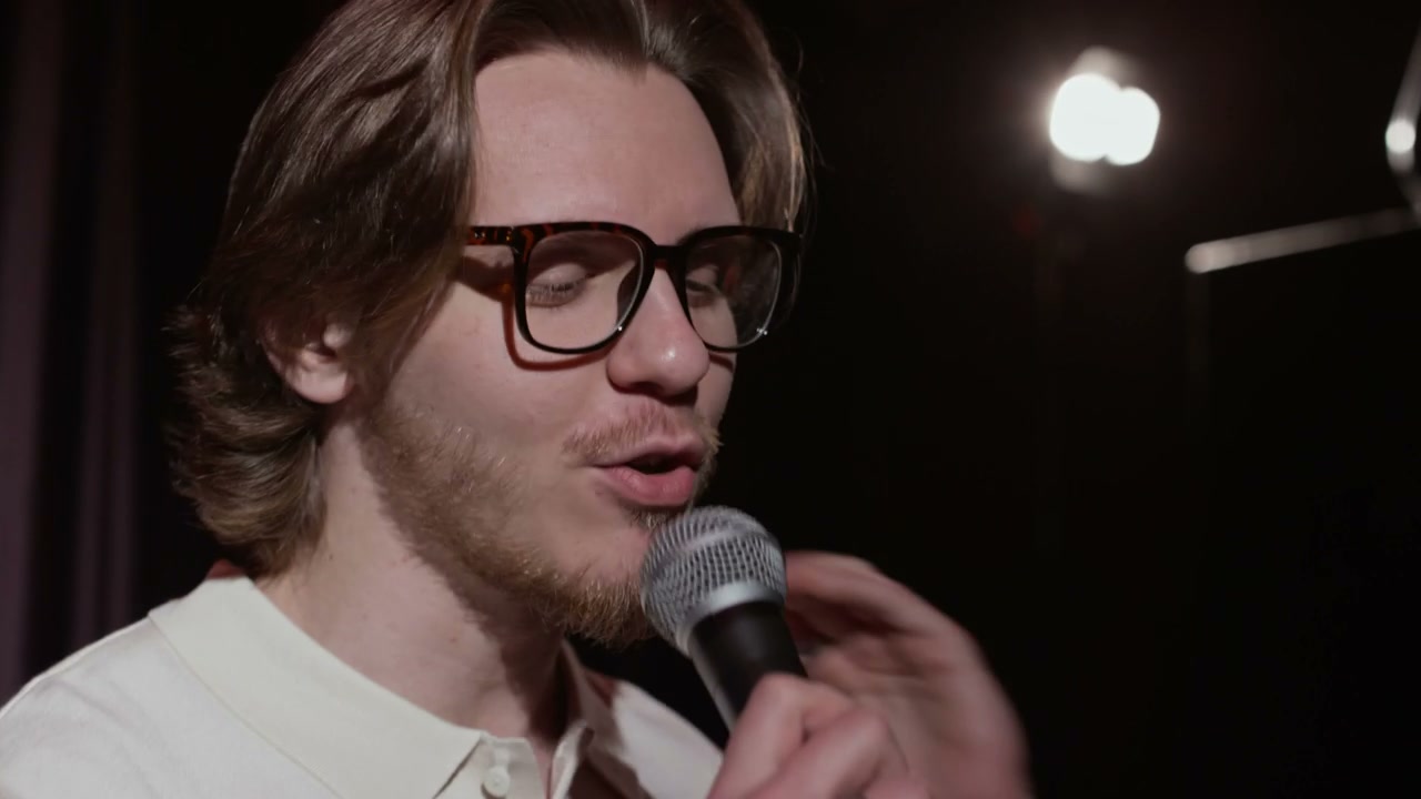 Close-up of a Man Performing Stand-up Comedy