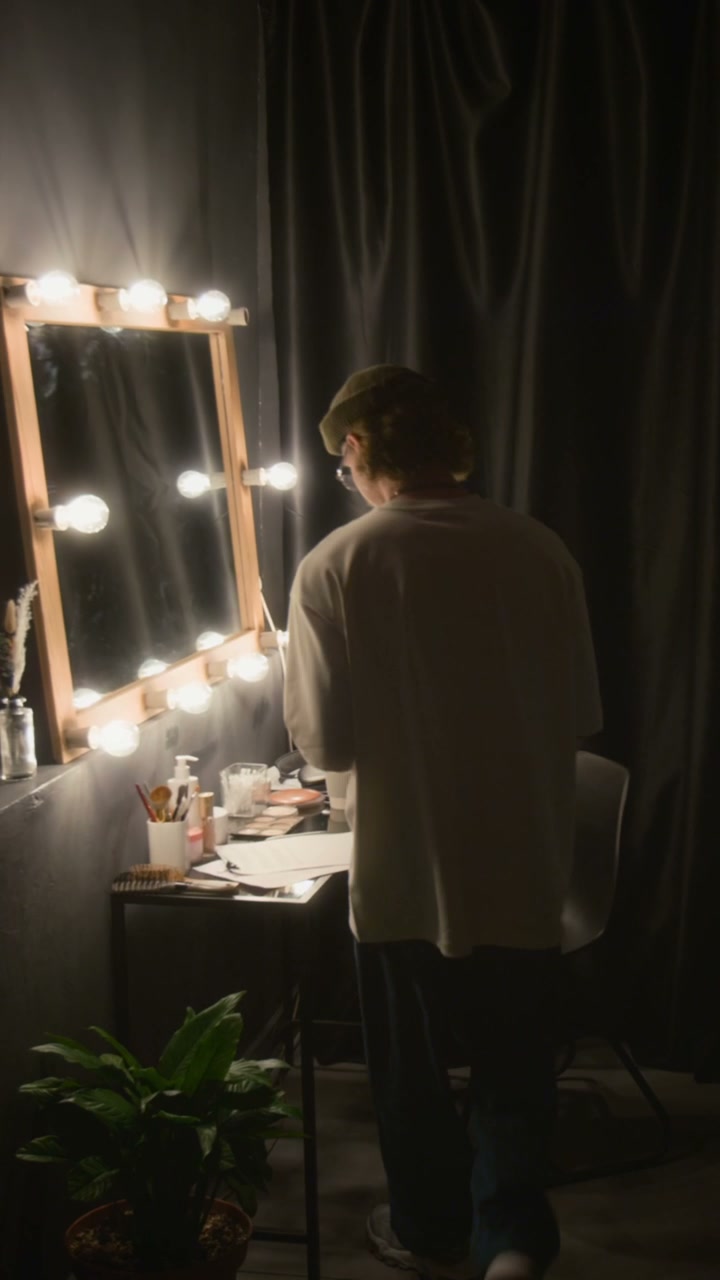 Comedian Preparing Backstage