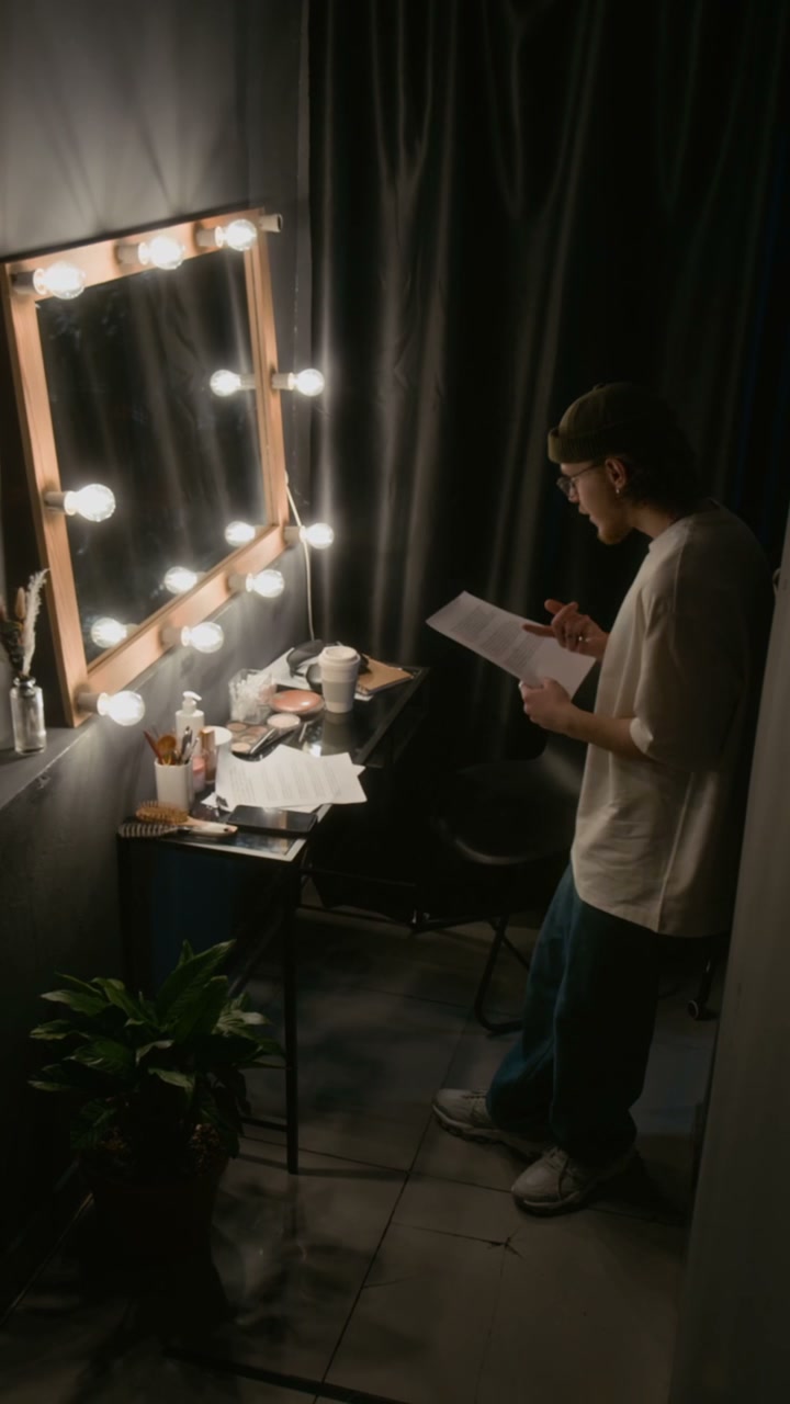 Stand-Up Comedian Rehearsing Backstage