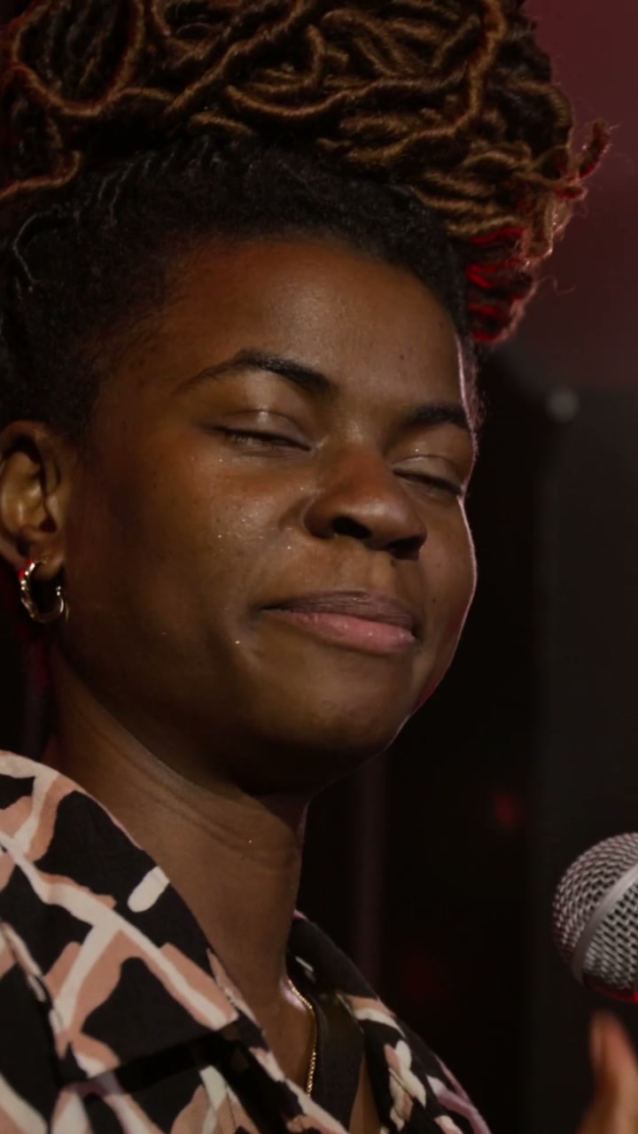 Woman Comedian Performing Live