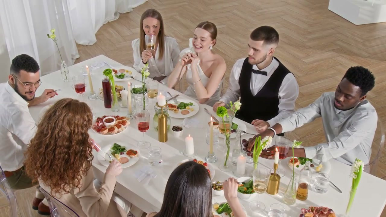 Guests Toasting at a Wedding Reception