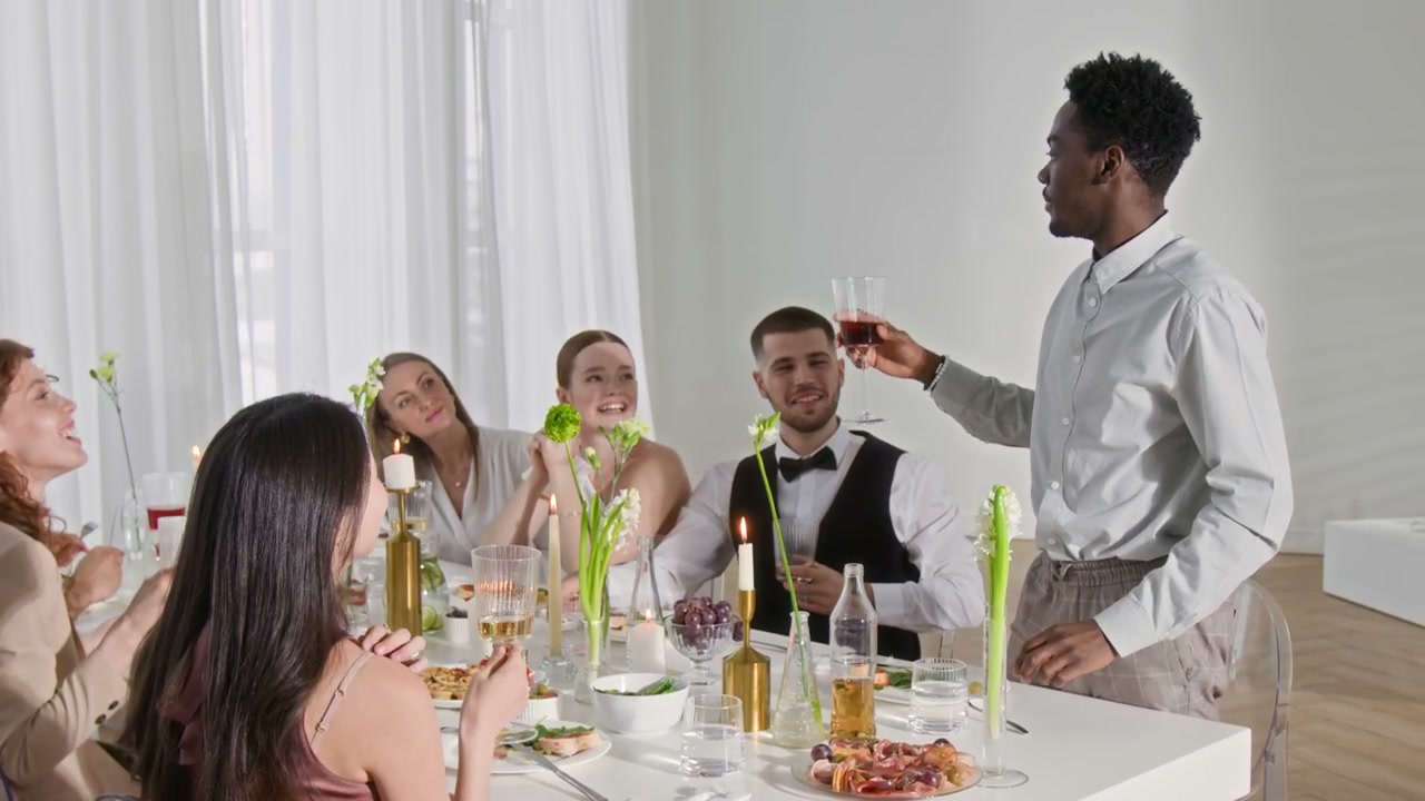 Man Proposes Toast at Wedding Celebration