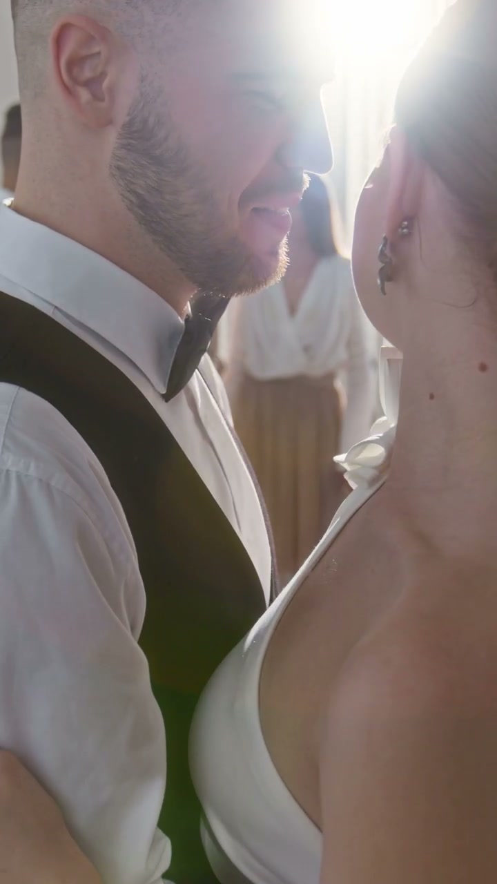 Joyful Newlyweds Embracing
