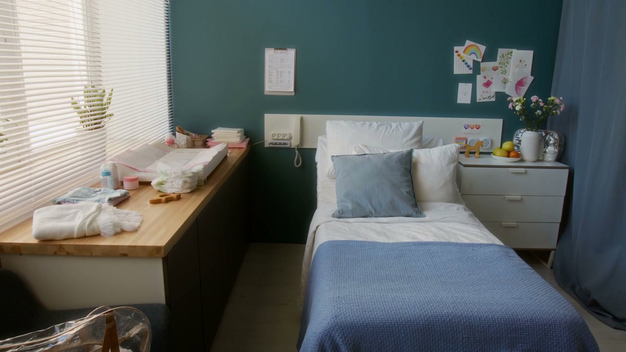 Empty Modern Postpartum Hospital Room