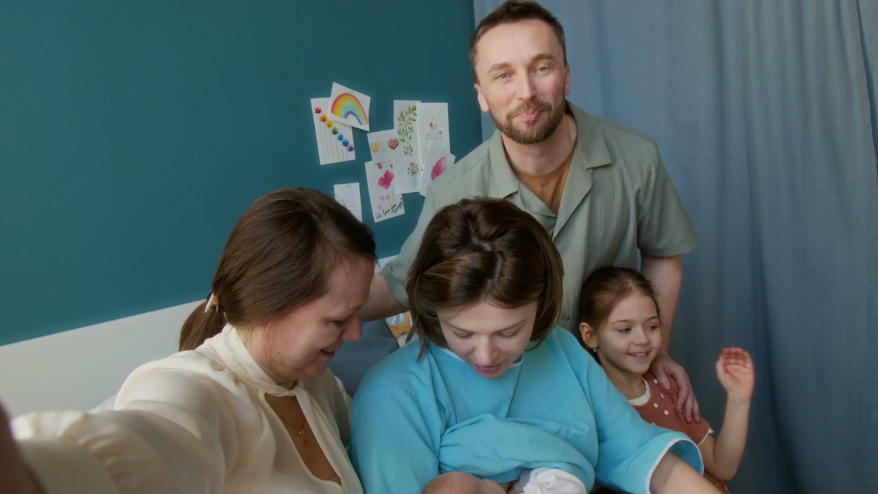 Family Video Call with Newborn in Hospital