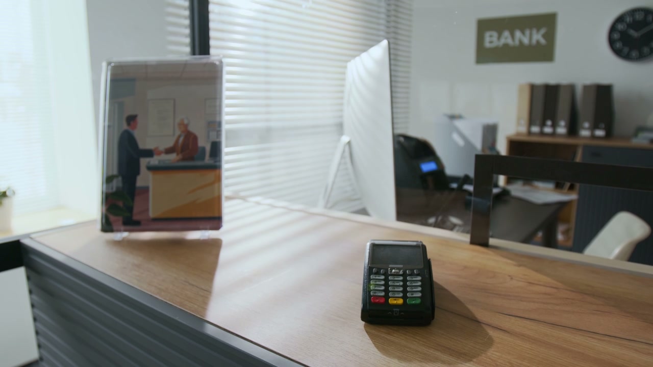 Modern Bank Counter with Payment Terminal