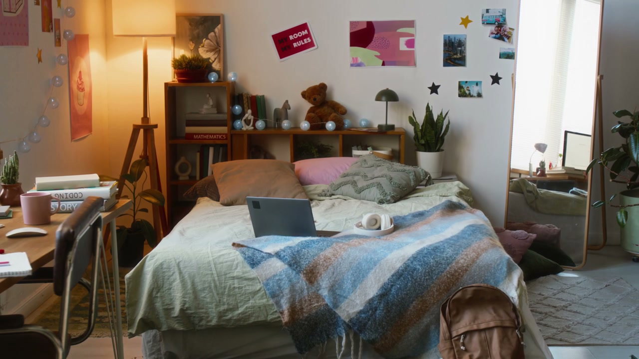 Cozy Teenager's Bedroom with Laptop