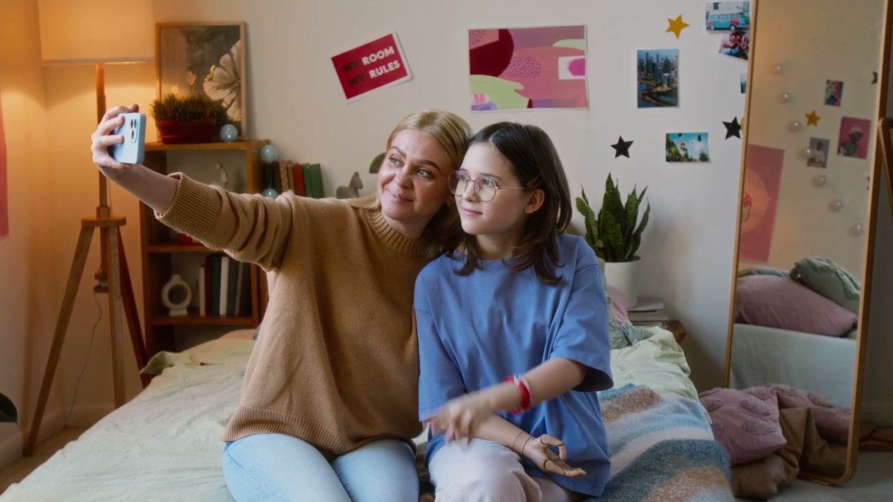 Mother Daughter Selfie with Prosthetic Arm