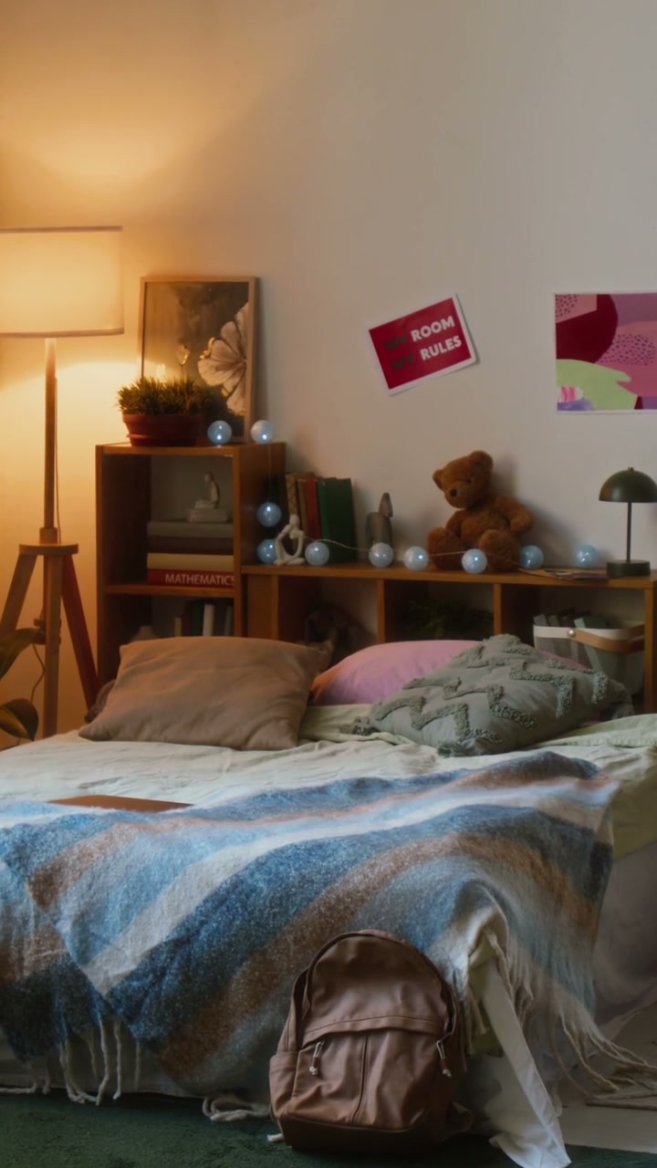 Cozy Bedroom Interior with Warm Lighting