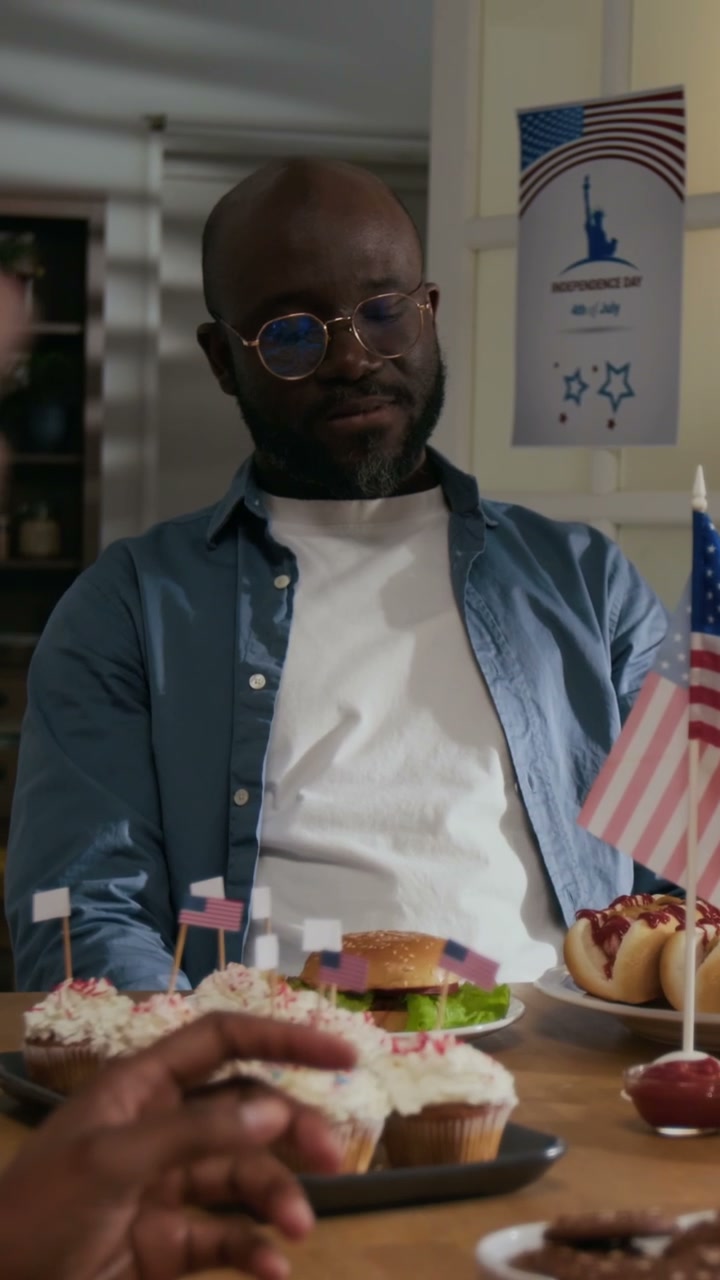 Man Celebrating Independence Day Meal