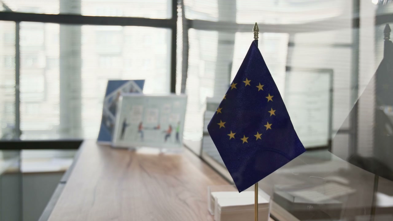 European Union Flag on Office Counter