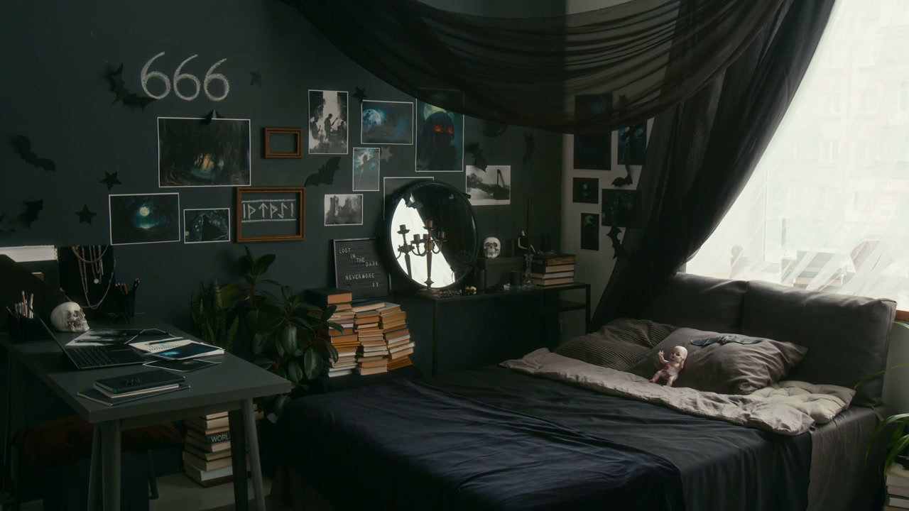 Dark Gothic Bedroom Interior