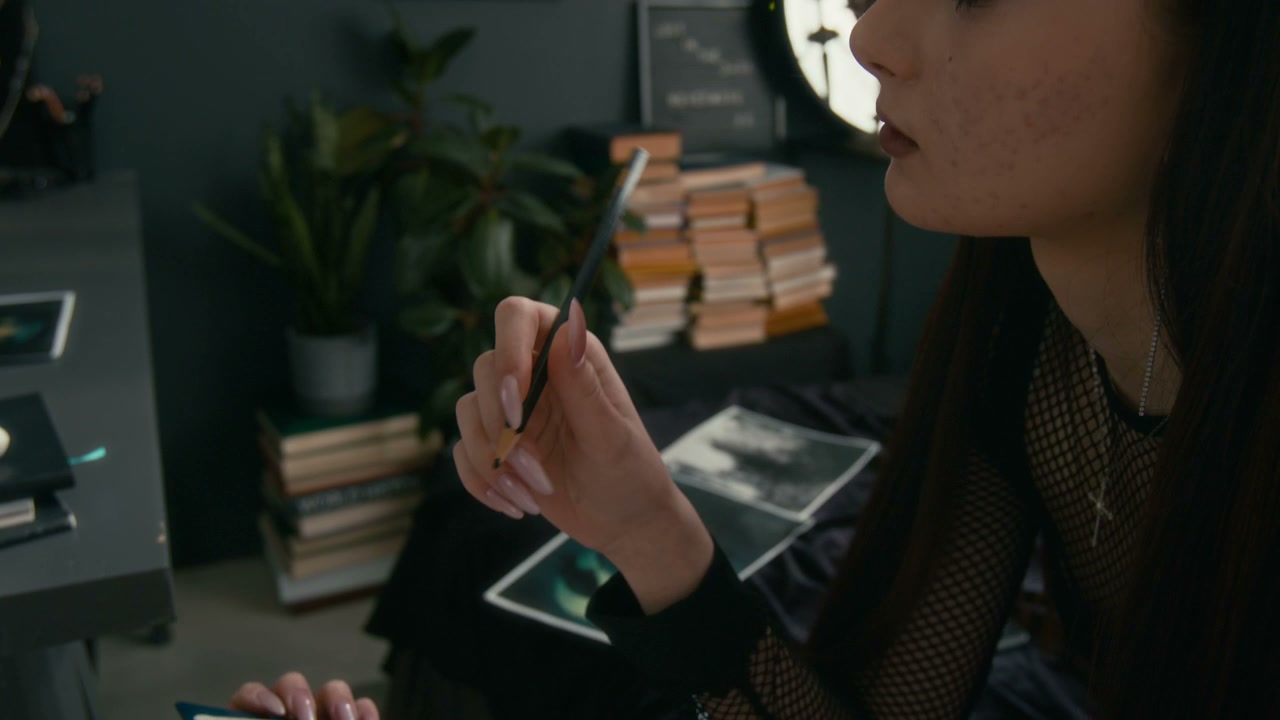 Goth Person Sketching Skull
