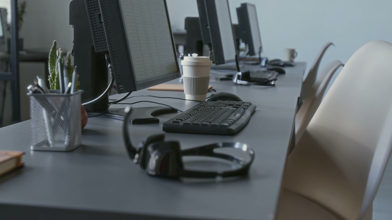 Empty Call Center Workstation