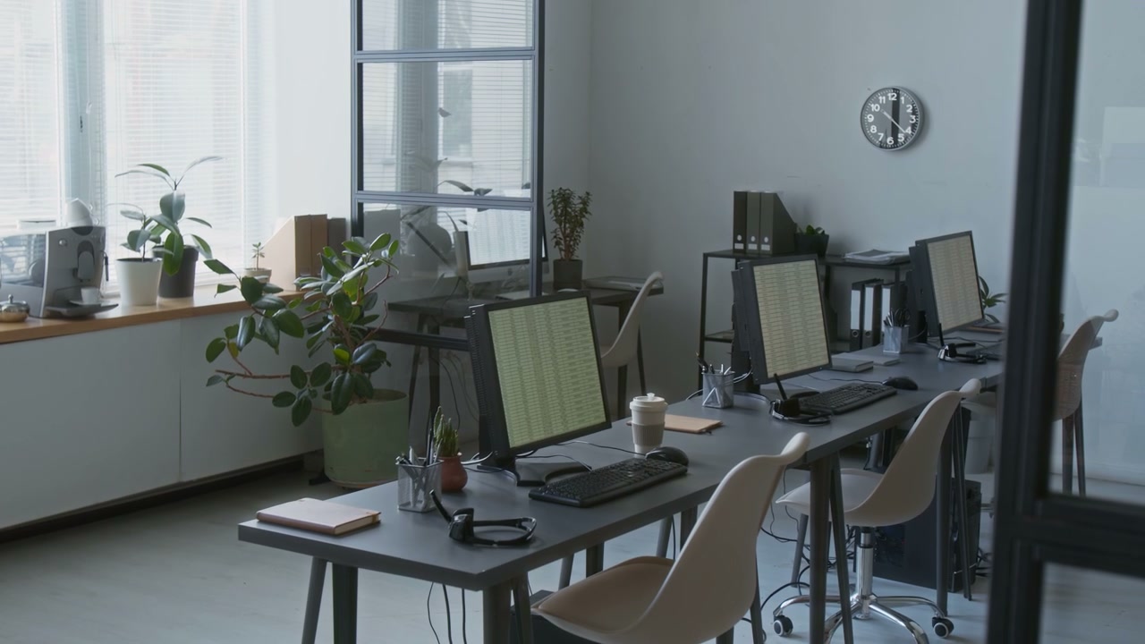 Empty Call Center Workstations