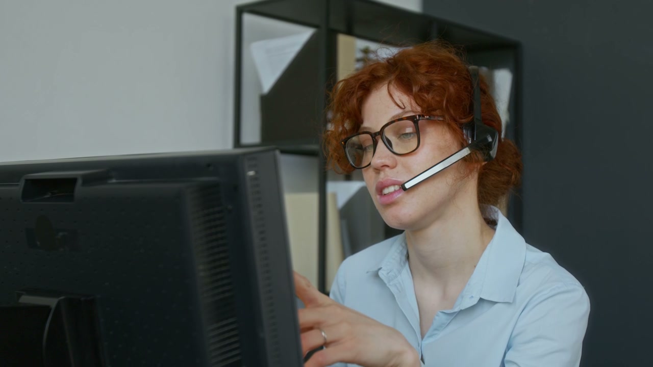 Customer Support Agent on Headset