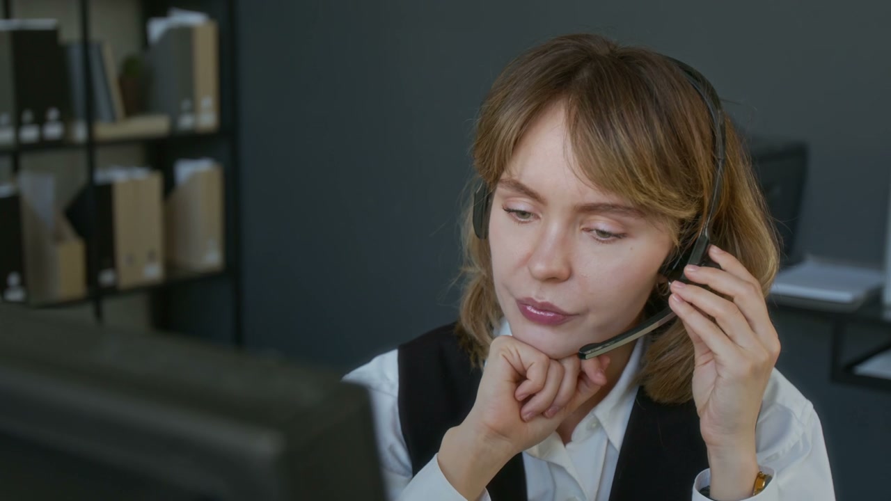 Female Call Center Agent Talking