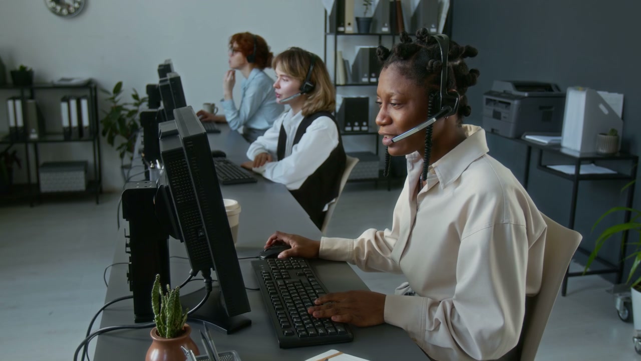 Call Center Agents Working in Office