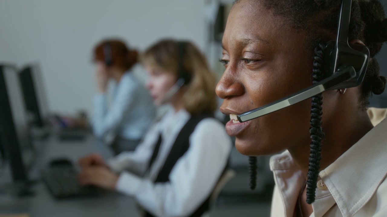 Call Center Agent Speaking on Headset