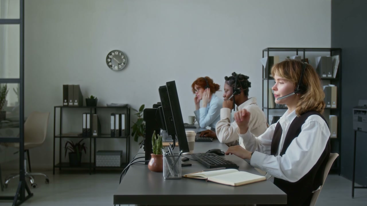 Call Center Agents Working in Office