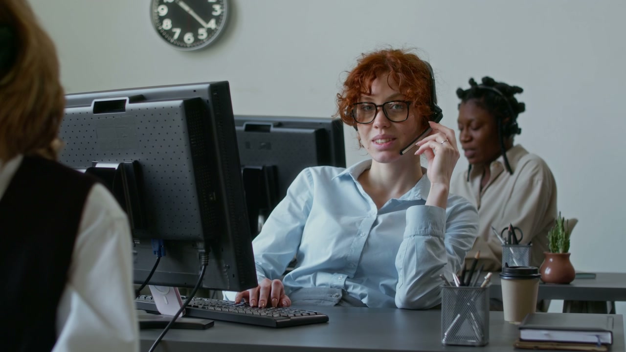 Customer Service Agent Working in Office