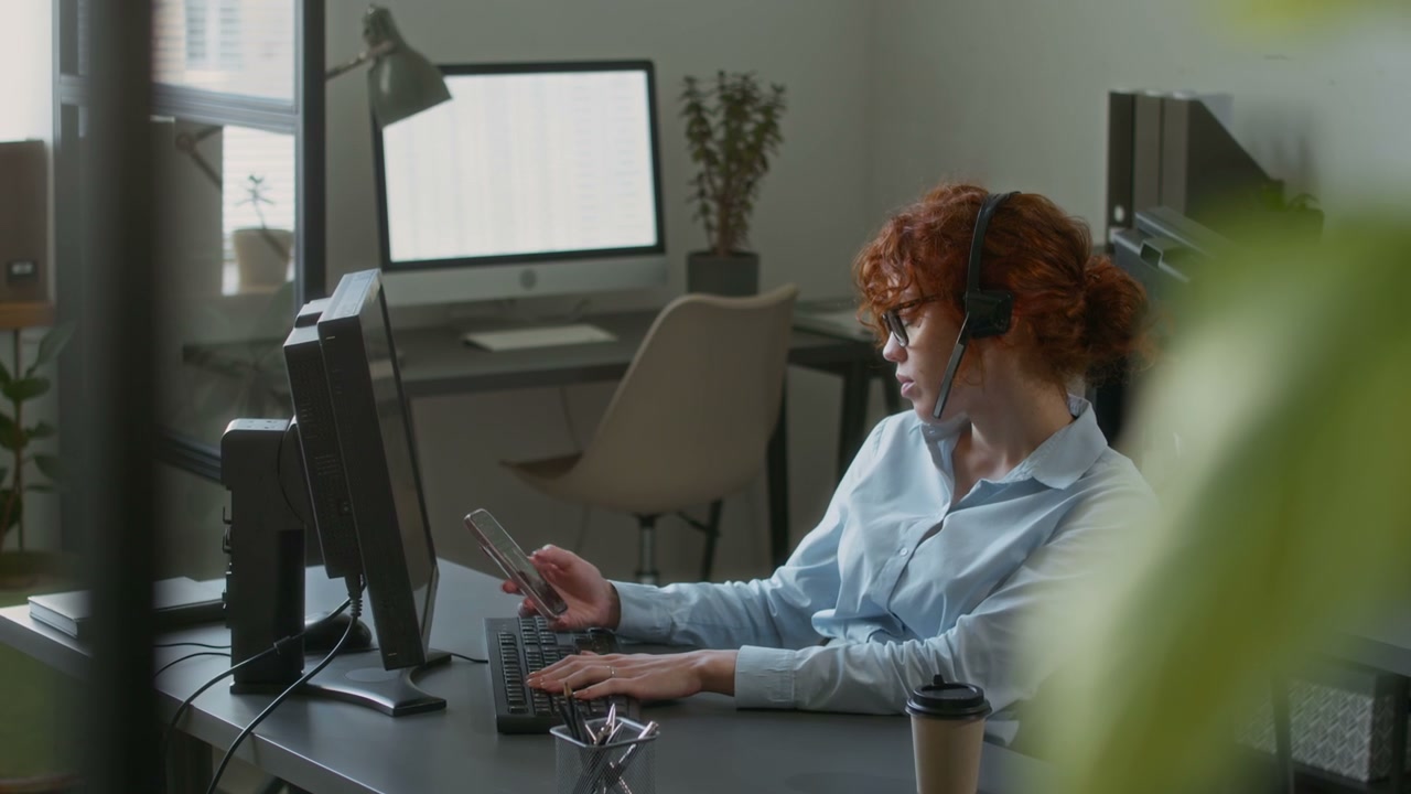 Female Call Center Agent at Work