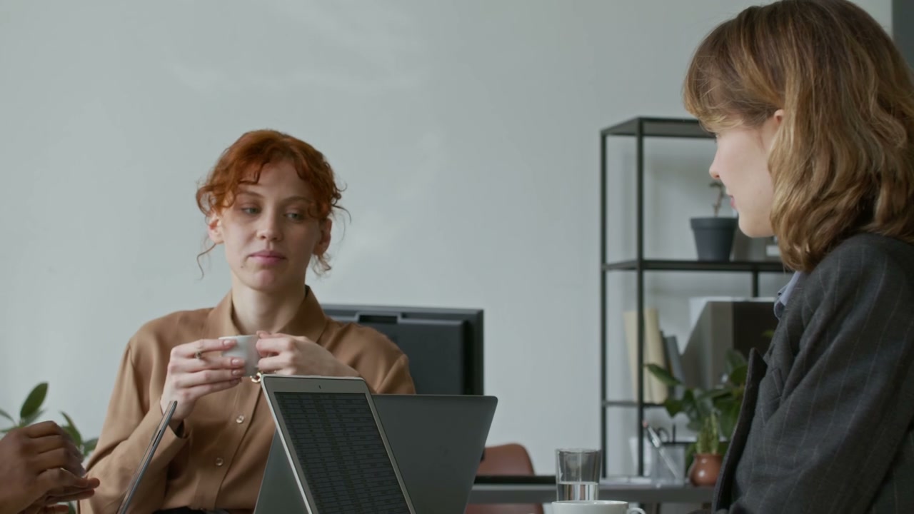 Businesswomen Discussing Work in Modern Office