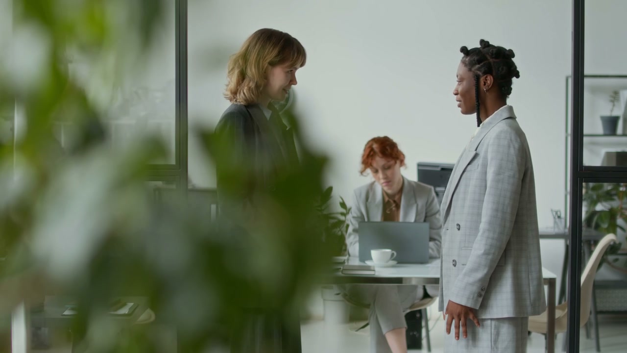 Businesswomen Shaking Hands in an Office