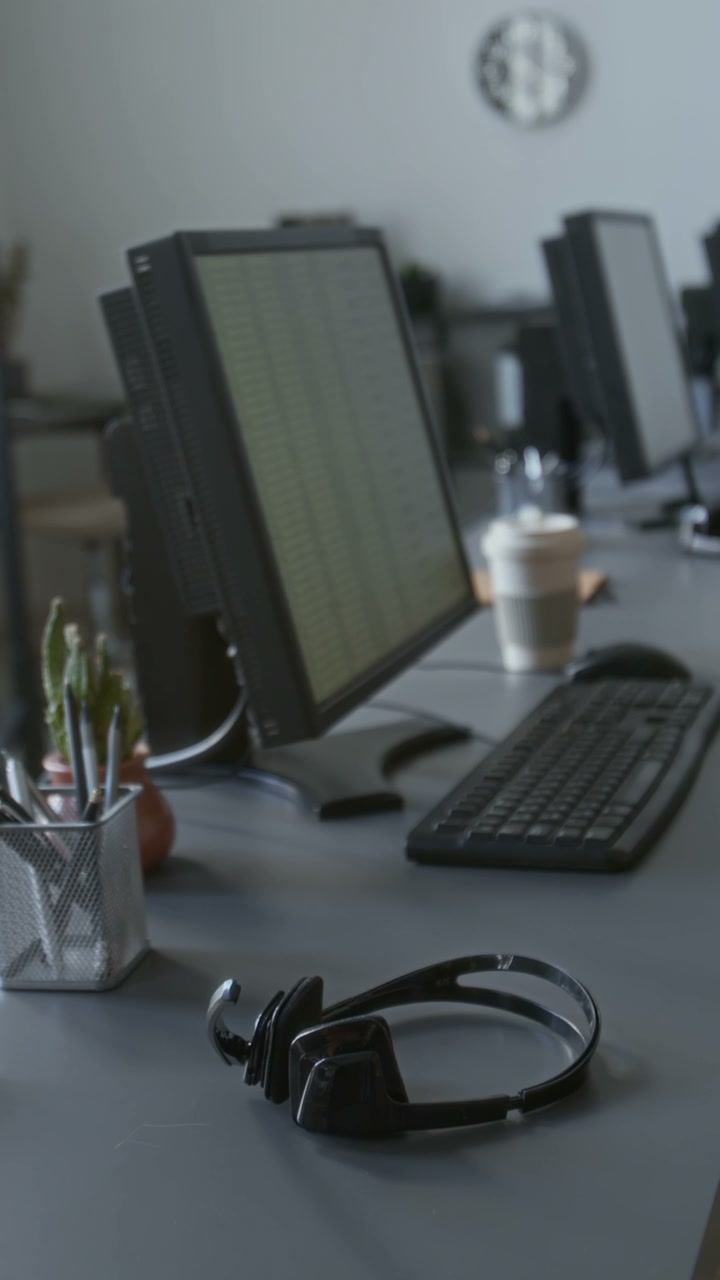 Headset on Call Center Desk