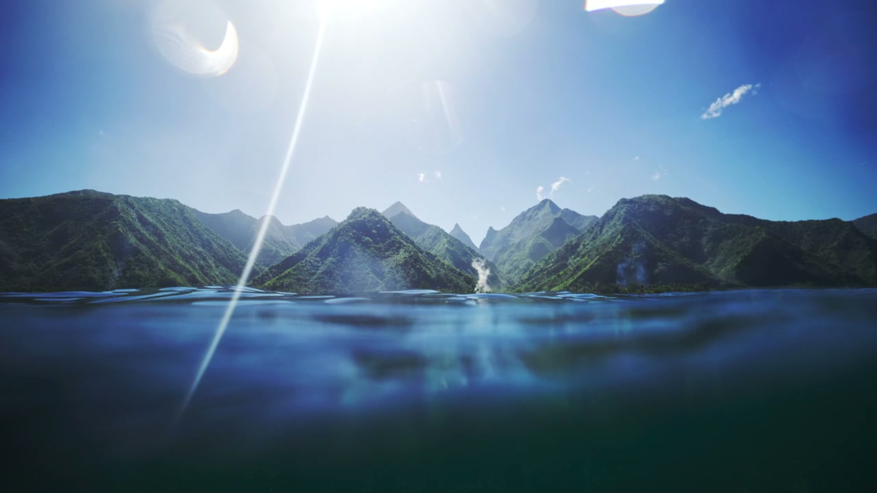 Tropical Island Mountains from Below Water