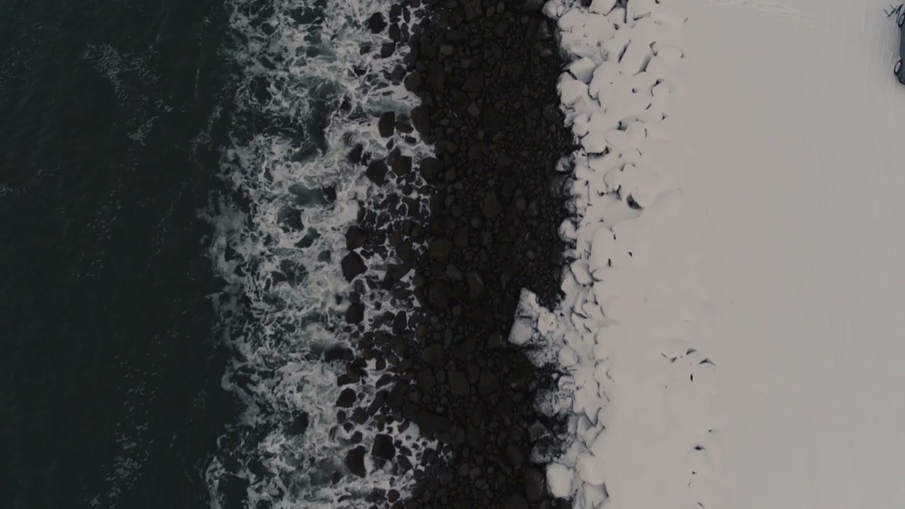 Aerial Winter Ocean Shoreline
