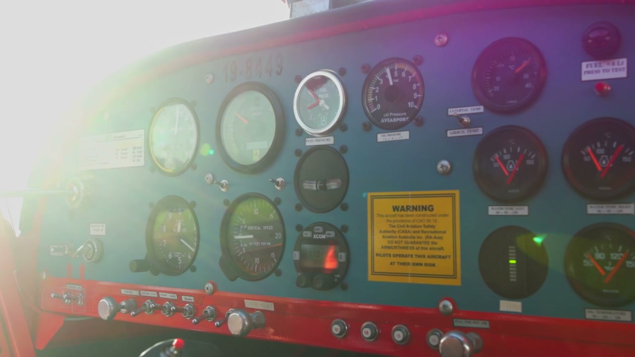 Airplane Cockpit Instrument Panel with Sunlight