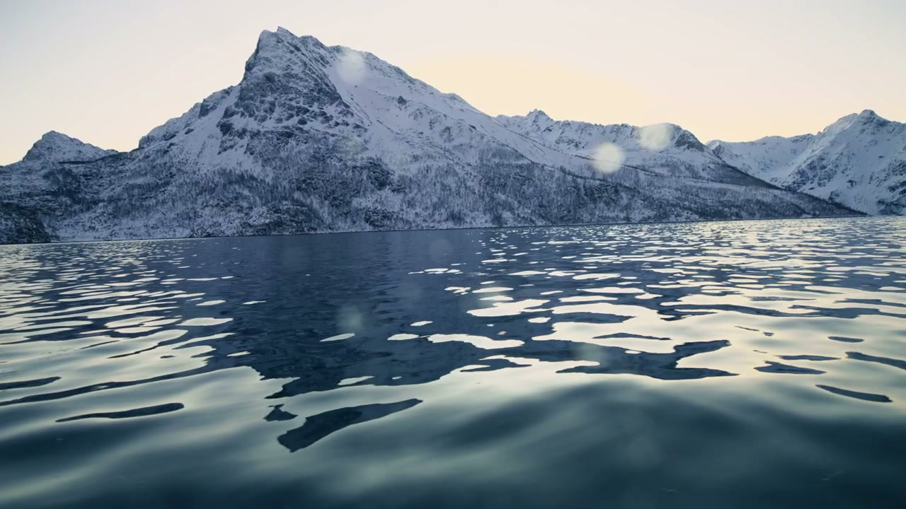 Winter Fjord with Snow-Covered Mountains