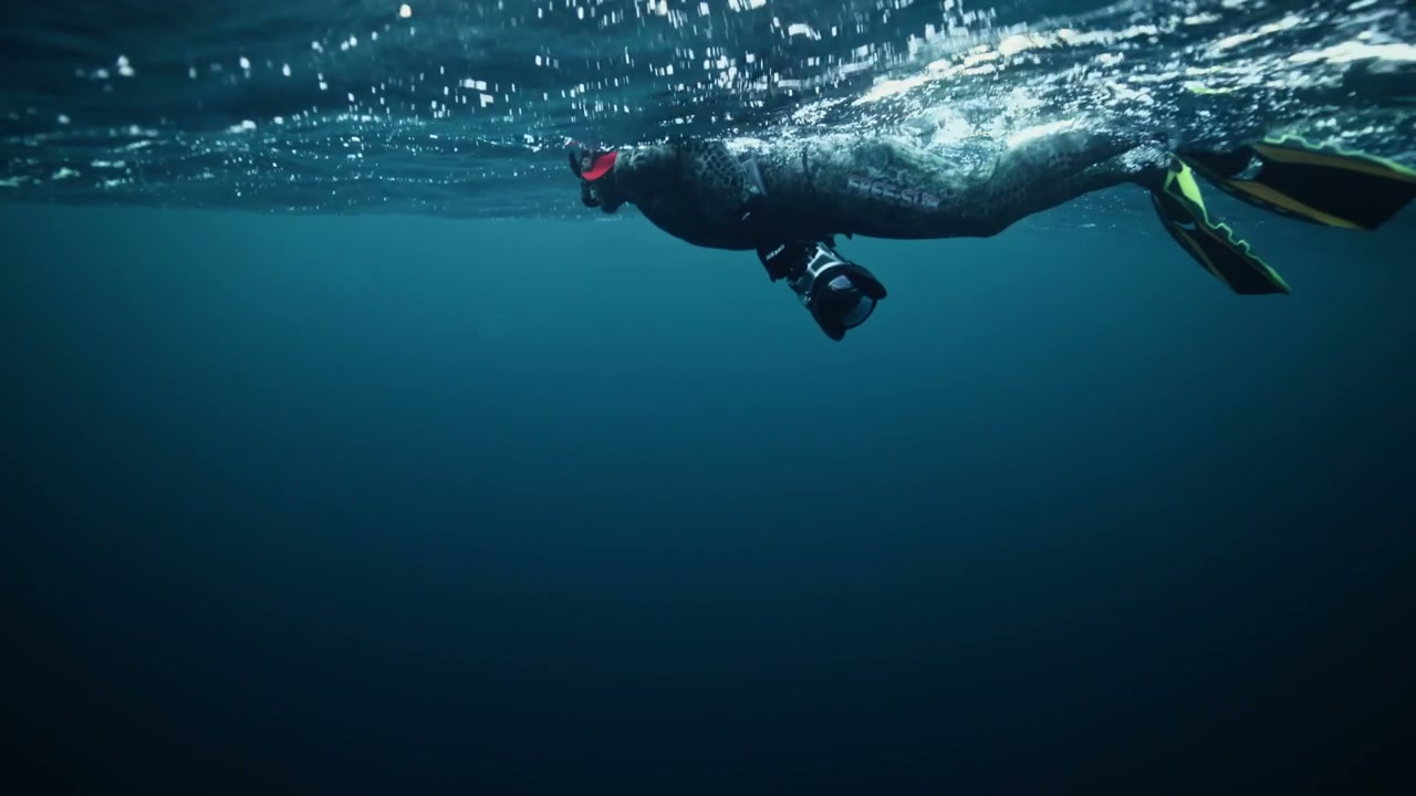 Freediver with Camera Snorkeling in Arctic Water
