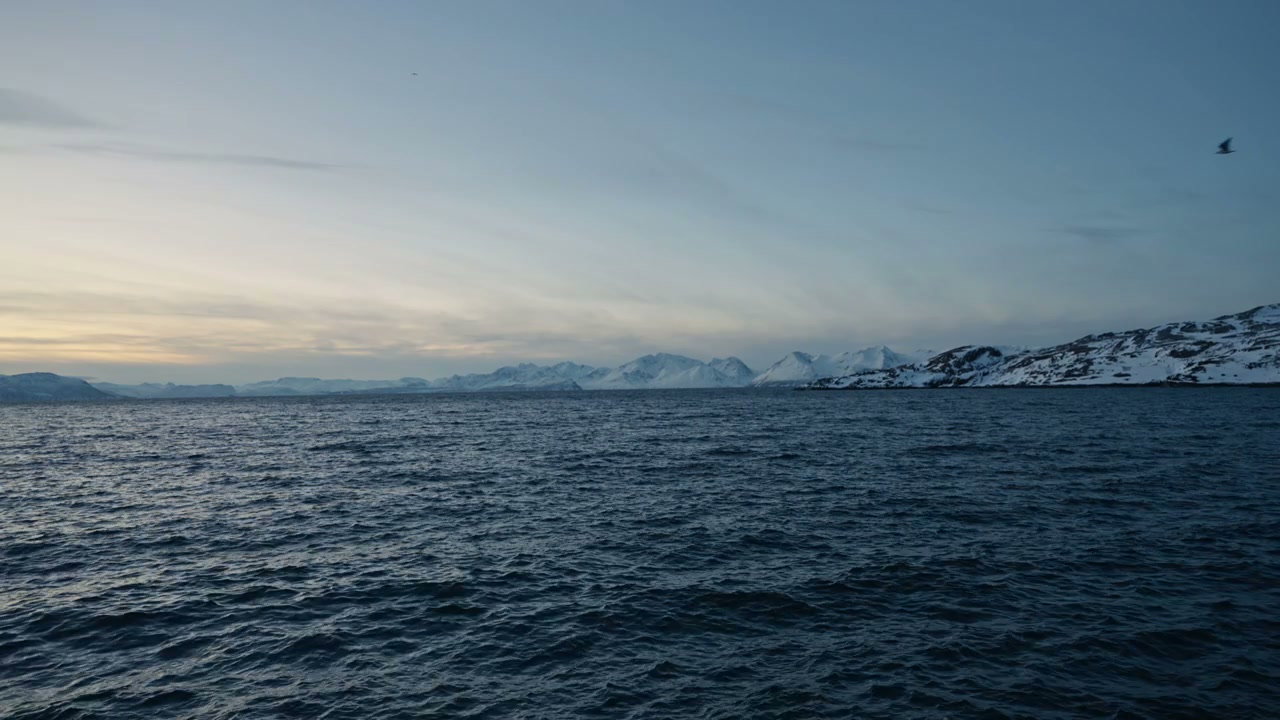 Arctic Ocean with Snow-capped Mountains