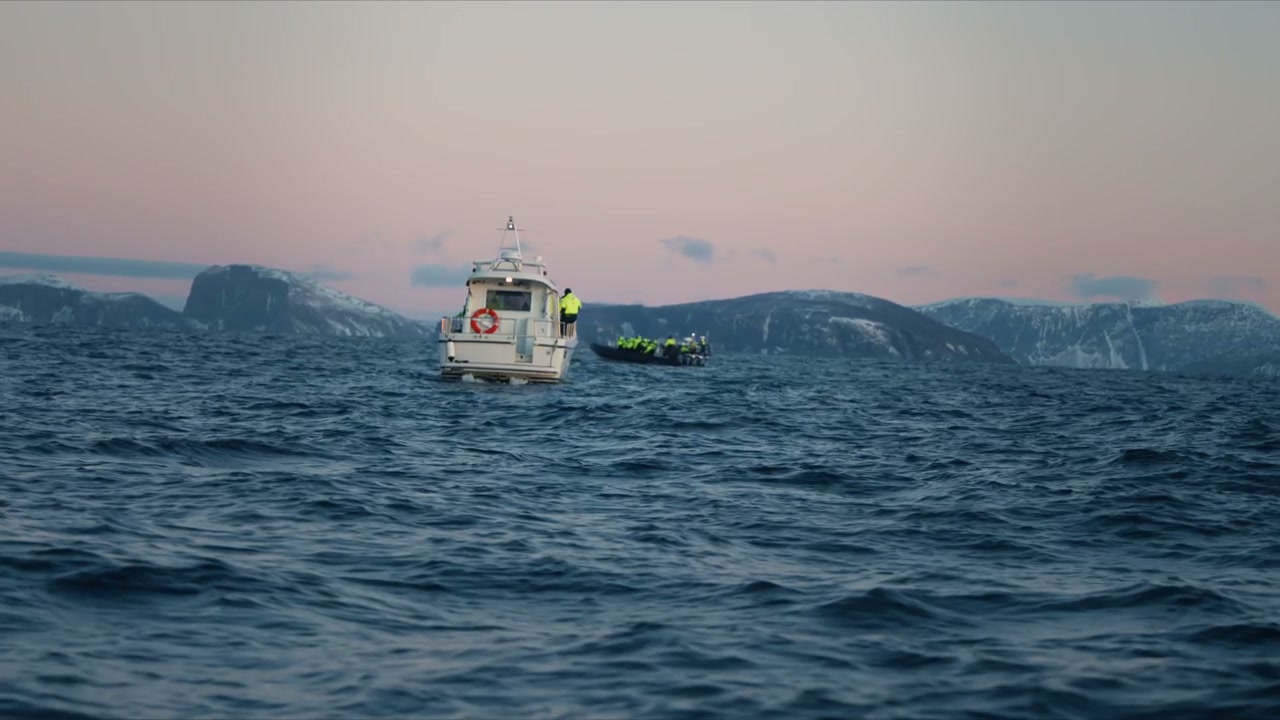 Boats on Choppy Water in Norwegian Fjord