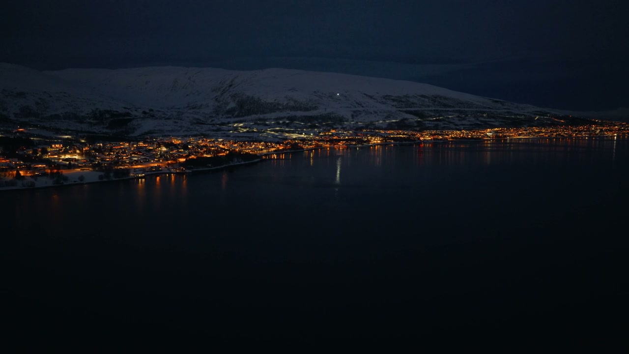 Coastal City Lights in Arctic Norway at Night
