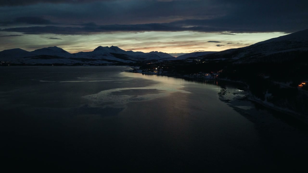 Arctic Fjord with Coastal Village at Twilight
