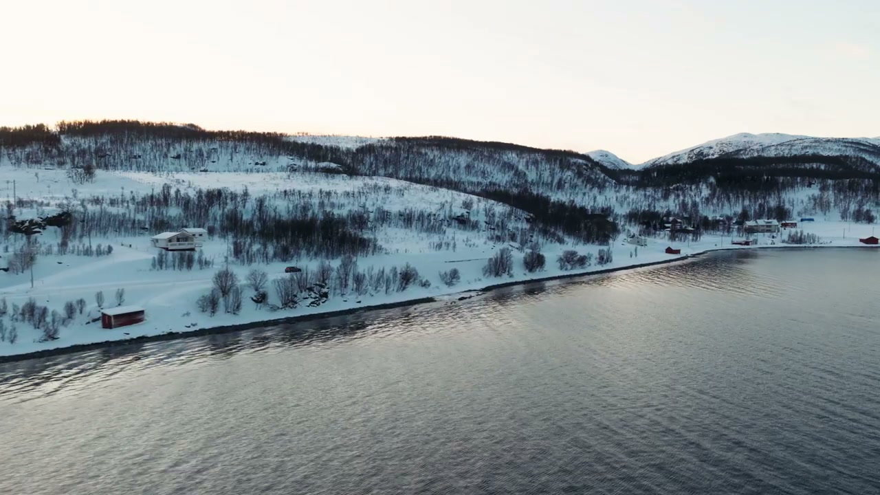 Winter Landscape Along Norwegian Fjord