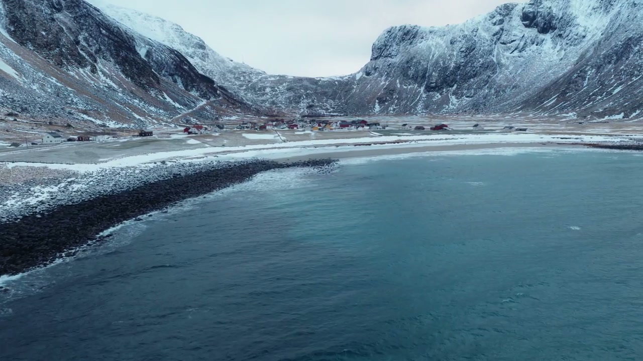 Snowy Village by Arctic Bay in Norway