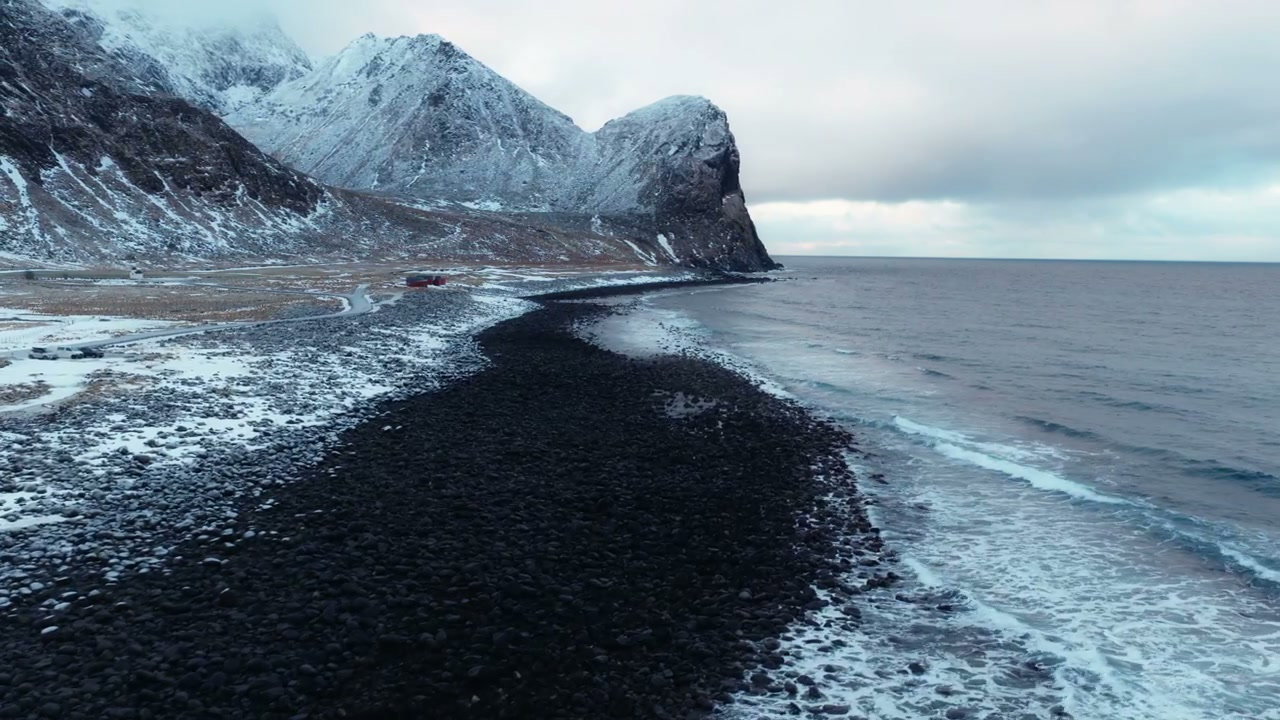 Norwegian Arctic Winter Coastline Waves
