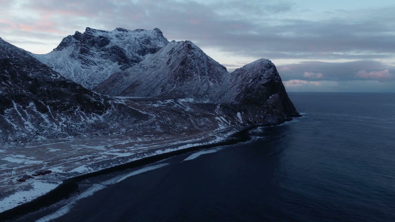 Snowy Mountains and Ocean in Arctic Norway