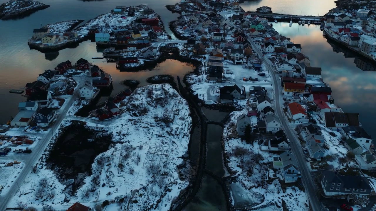 Arctic Coastal Village at Sunset, Norway