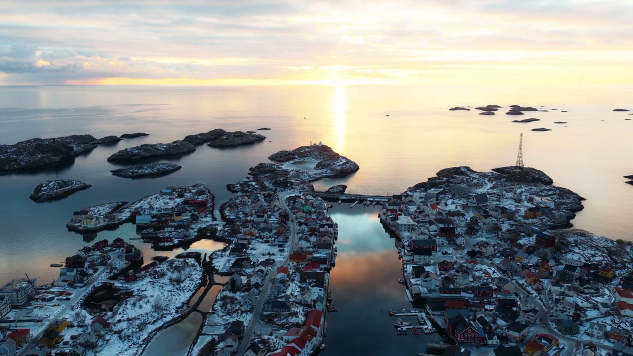 Snowy Arctic Village Sunrise