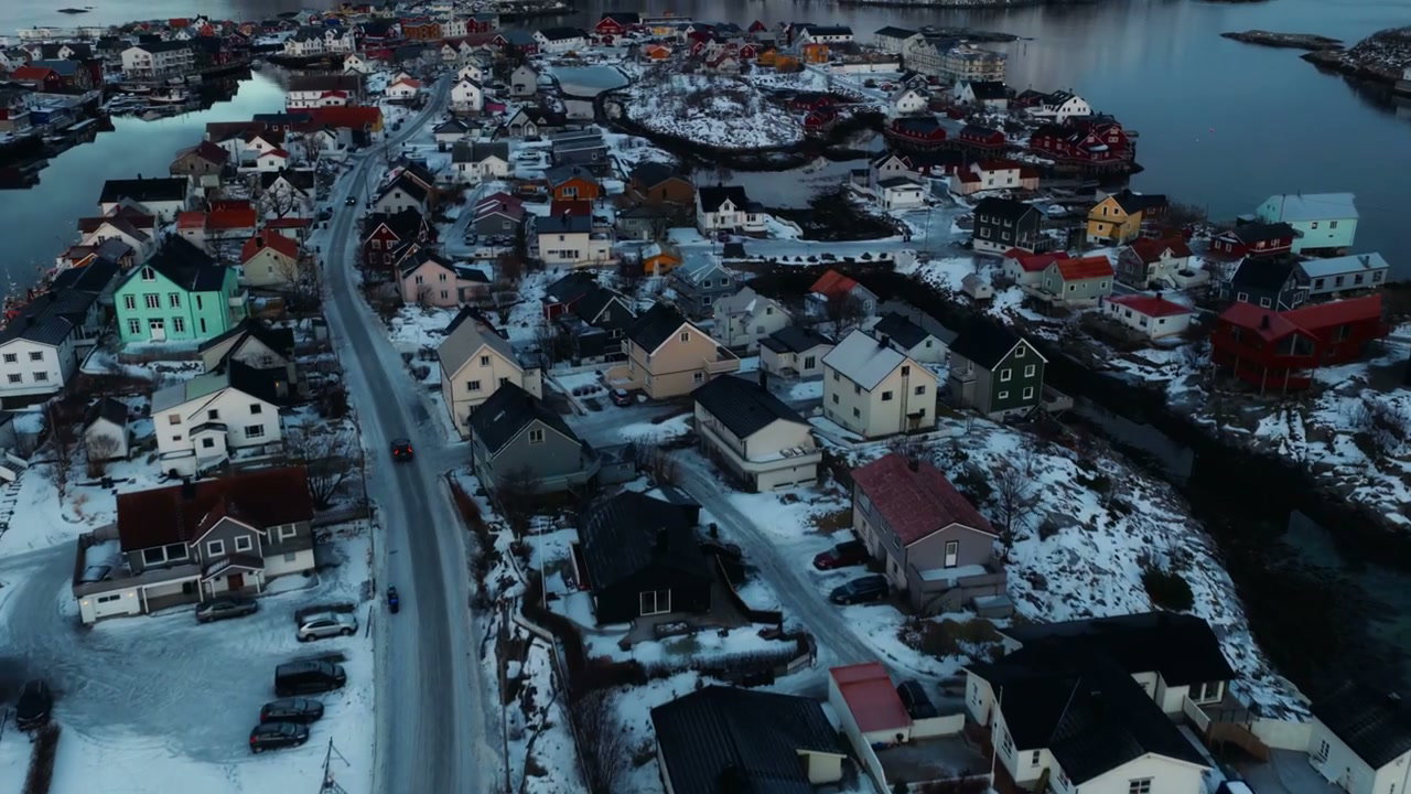 Arctic Coastal Village in Winter, Norway
