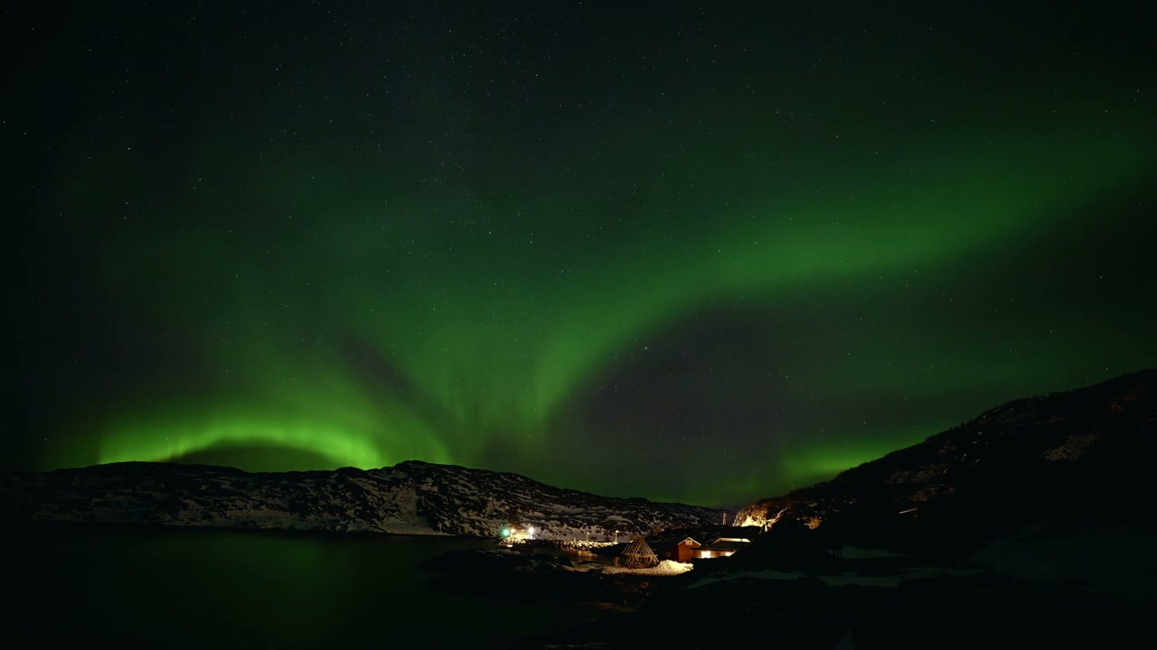 Aurora Borealis Timelapse Over Norway Village