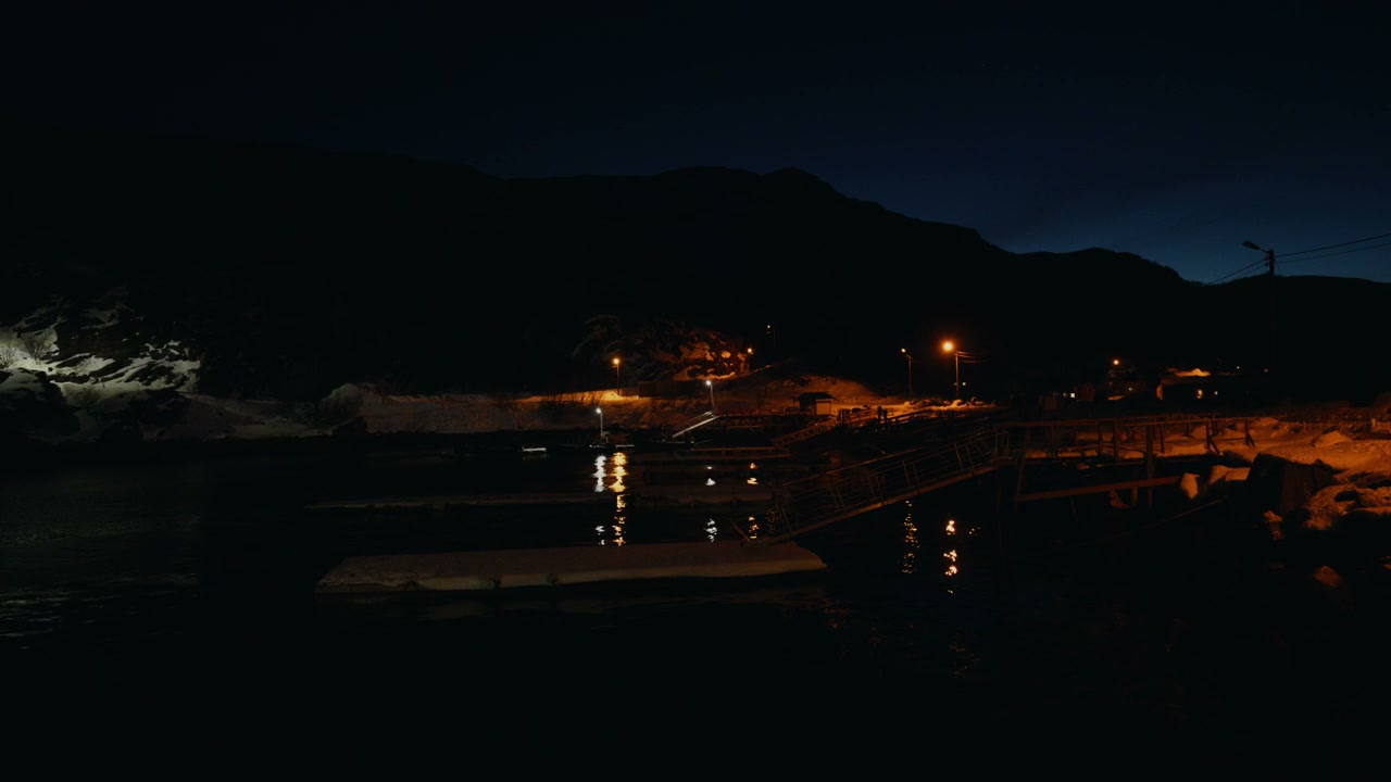Arctic Fjord Village Lights at Night