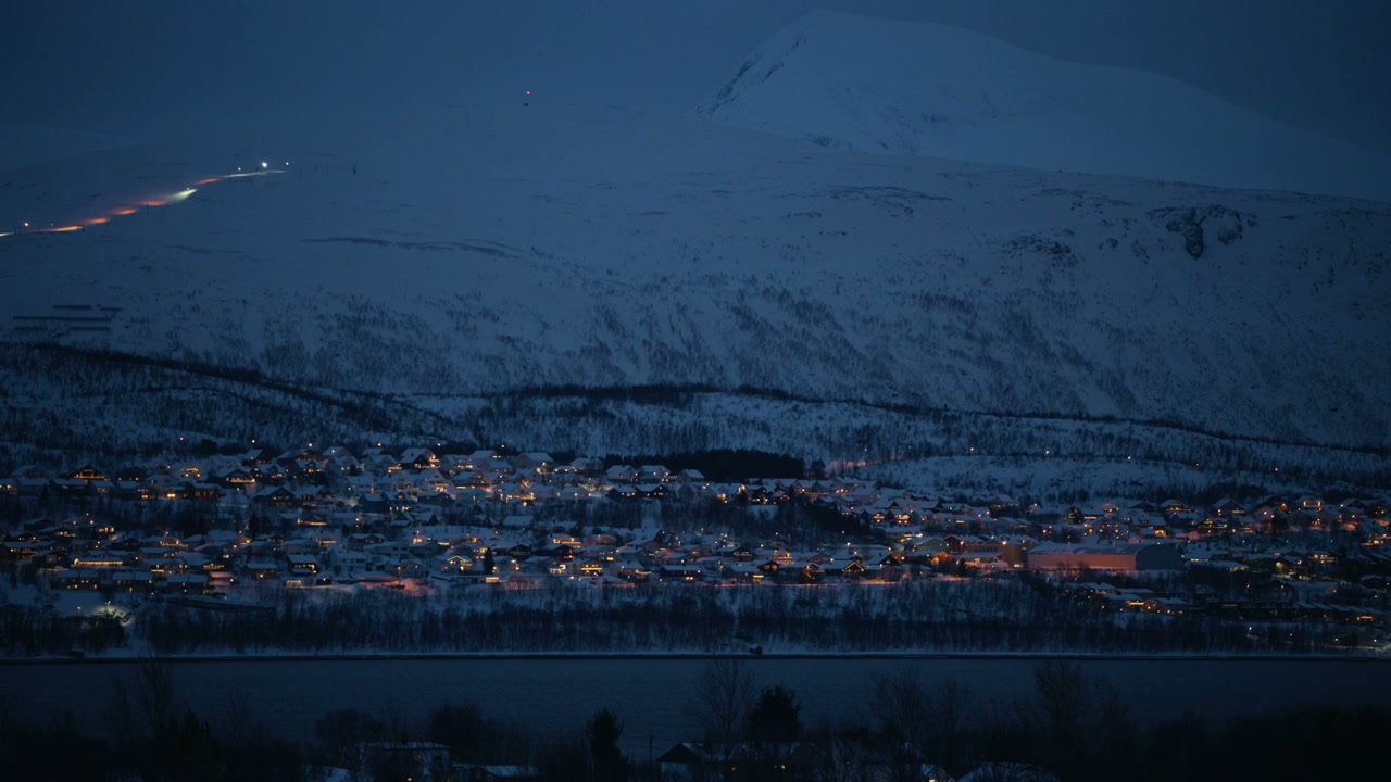 Norwegian Arctic Town at Night