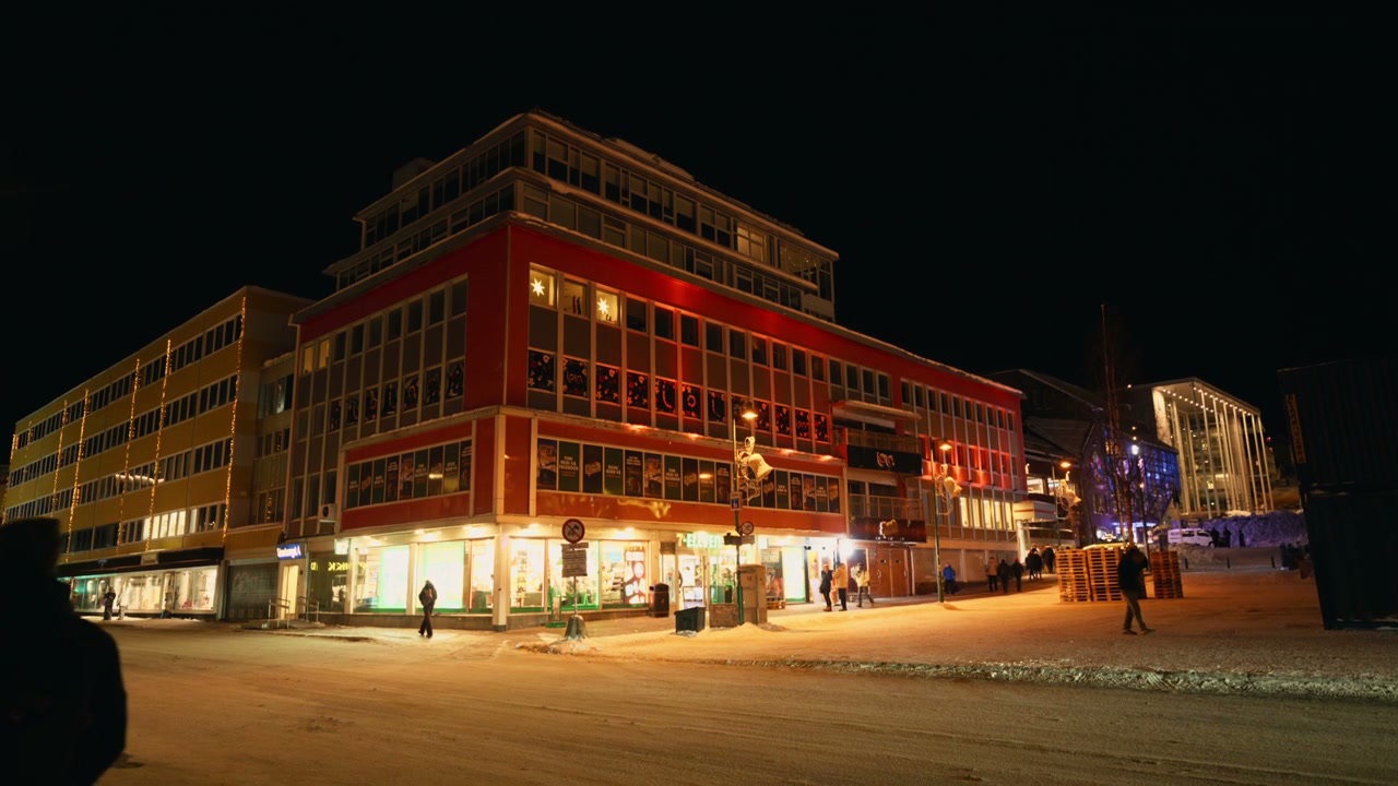 Norway City Street at Night, Winter