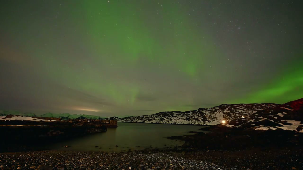 Aurora Borealis Over Arctic Fjord